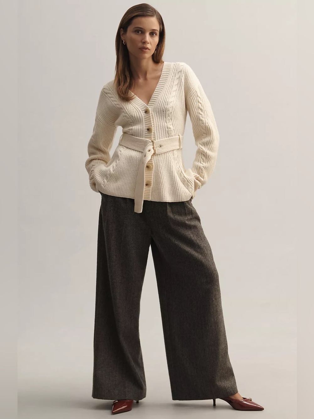 Women’s Maeve Belted Cable Cardigan Sweater